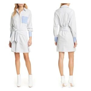 New! FRAME Striped Belted Wrap Shirt Dress